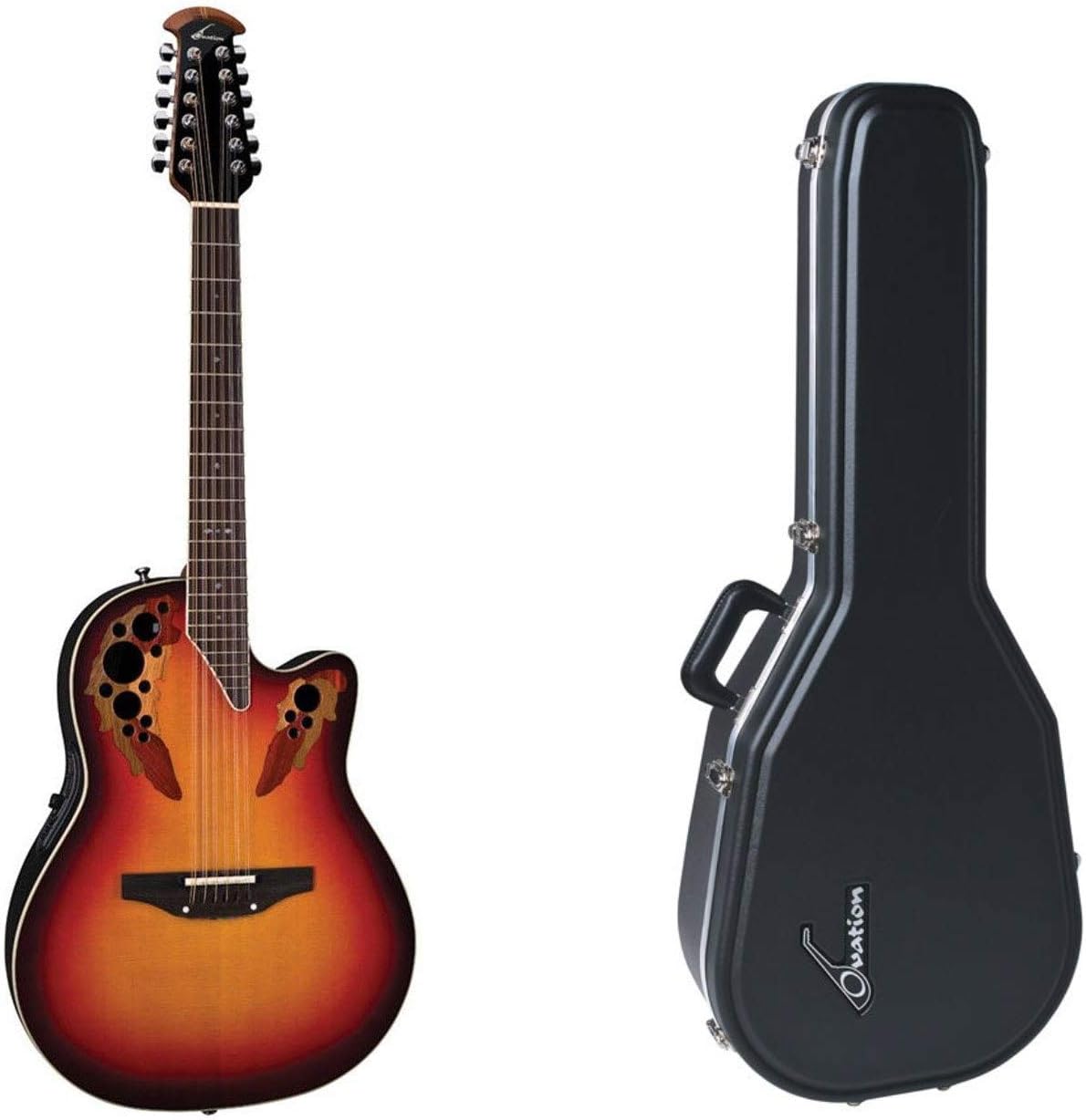 Ovation Elite 12-String Acoustic/Electric Guitar + Ovation Mid-Bowl Deluxe Hardshell Case