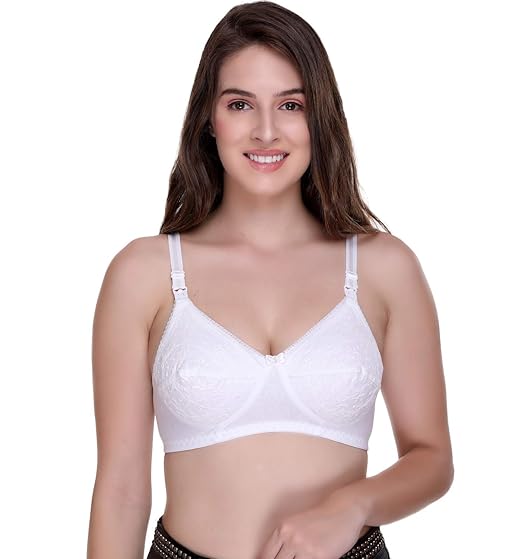 Women's Beige Breast Feeding Maternity Bra Elastic Straps for Milk Feeding