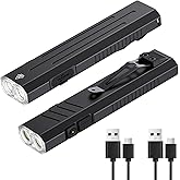 2pack Rechargeable EDC Flashlight - Emergency One Click Strobe Mode, 1600 High Lumens Portable Pocket light Mini Flashlight , Magnetic Small EDC Slim Flat Flashlight for Working Camping Repairing