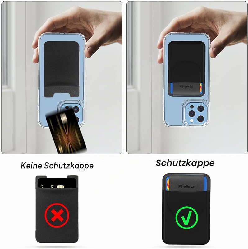 Magnetische Handy Kartenhalter für MagSafe Wallet, Magnetic Card Holder Wallet Kompatibel mit iPhone 18 Pro Max/18 Pro/17/Air/16/15/14/13/12 Series, zur Aufbewahrung von 1-5 Karten, mit Flap