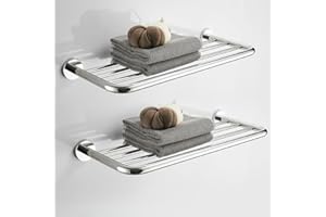Lnwwrv ﻿Wall-Mounted 2-Tier Hotel Style Bathroom Towel Rack, 24 Inch Towel Shelf in Polished Chrome Finish