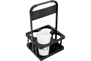 Bodaon 4 Cup Drink Carrier with Handle, Plastic Cup Carriers for Drinks, Drink Holder for Car, Take Out Delivery Drivers Accessories, Portable Foldable Reusable Mobile, Use for Food Delivery Bag