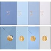 Gold Foil Thank You Cards - Bulk Pack of 40, 5x3.5 Inch with Matching Stickers & Envelopes (Blue) Textured Surface for a Unique Feel - Suitable for Baby Shower, Wedding, Small Business, Graduation