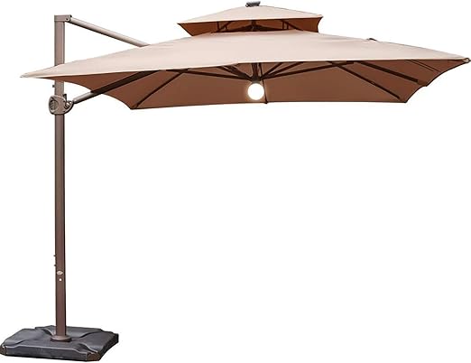 Abba Patio 9 X 12 Feet Offset Cantilever Solar Lights Patio Hanging Umbrella With Cross Base Cocoa Amazon Ca Patio Lawn Garden