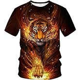 ARORALS Men's Tiger T-Shirt Summer Short Sleeve Tees Tops Fantasy Animal Theme Shirt Realistic Graphic Shirt
