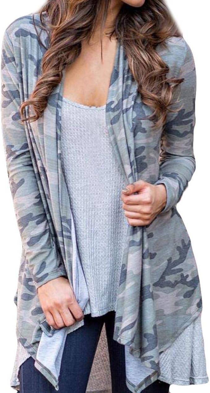 Todaies Women Blouse Cardigans, Womens Long Sleeve Camouflage Cardigans 