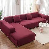 Teynewer 1-Piece Fit Stretch Sofa Cover 4 Seater Wine Red Elastic view 7
