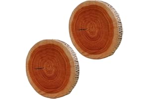 Round Decorative Pillow- Simulation Log Round Pillow, Natural Decor Cushion 2 Piece for Comfortable Support Bedroom Living Ro