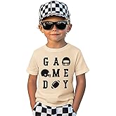IZYJOY Game Day Football Shirts for Toddler Boy Funny Football Graphic T-Shirt Kids Sports Fans Short Sleeve Tee Tops