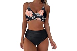 YHIWU Tankini Swimsuits for Women 2024,High Waisted Bikini Set 2Pcs Swimsuits Push up Wrap Tops Tummy Control Bathing Bottom