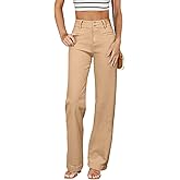 Sidefeel Women's Jeans High Waisted Straight Leg Stretchy Jeans Trendy Loose Wide Leg Zimbaplatinum Denim Pants with Pockets