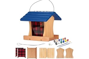 CEDAR ALPHA Ranch Hopper Bird Feeders for Outside Extra Thickness 13/16", Bird Feeder Kit for Kids to Build - Alaskan Red Cedar Wood Birdhouse Building with Hanging Cable, Paints and Brushes -Patented