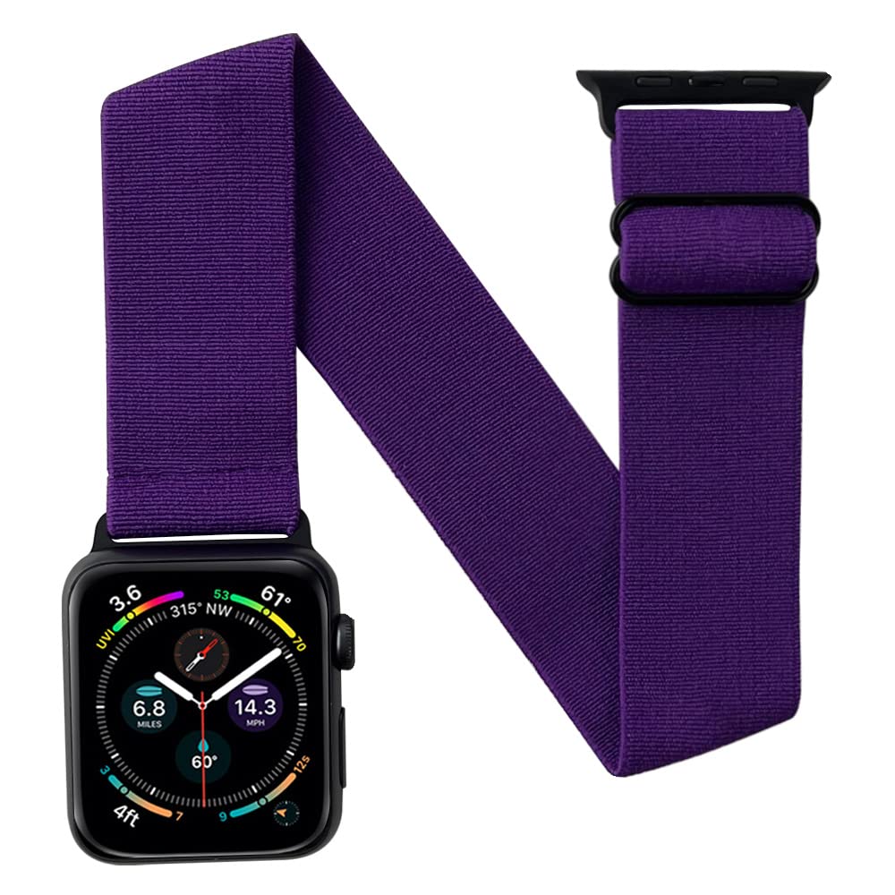 JEMACHE Elastic Arm/Ankle Band for Apple Watch 42/41/40mm iWatch Series 10 9 8 7 6 5 4 SE Strap, Unisex Sport Watch Armband/Ankleband (Purple)