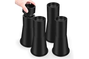 JONHWI Bed Risers, 11.4 Inch Round Furniture Riser Adjustable Heavy Duty Raise Blocks for Bed Couch Table Desk - Supports up to 6,000 lb (Black,4 Pack)