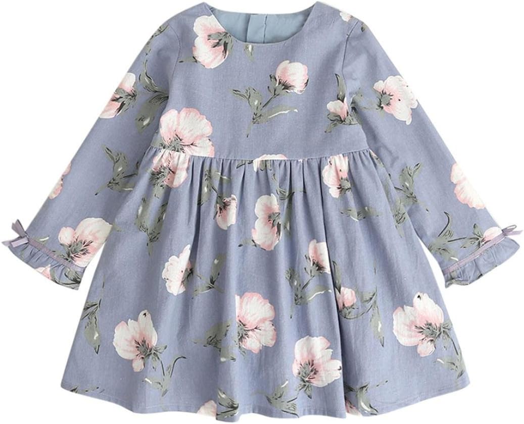 KEERADS Baby Christmas Dress, Girls Long Sleeve Floral Bowknot Tutu Dresses Tops