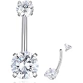ORANGELOVE G23 Titanium 14G Belly Button Rings Cubic Zirconia Internally Threaded CZ Belly Ring Navel Barbell Stud Body Piercing Jewelry 14 Gauge 8mm 10mm 12mm 14mm