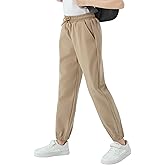 QBK School Uniform Joggers for Boys and Girls - Kids Elastic Waist Dress Pants for Toddler to Youth