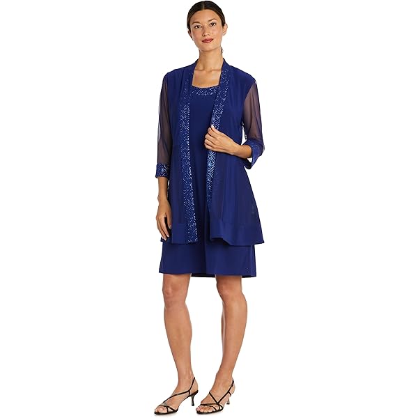 R&M Richards Women's Formal Knee Length Sheath Dress & Lace Jacket W/Stripe  Dot Sequin at Amazon Women's Clothing store