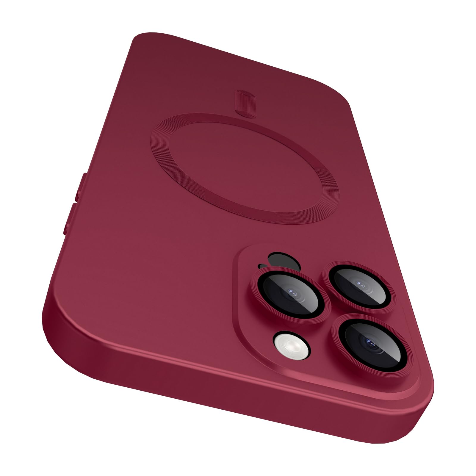 VCGFJD Magnetic for iPhone 13 Pro Max Case with Camera Lens Protector [Compatible with Magnetic], Matte Metallic Lustre Slim Soft TPU Bumper Shockproof Phone Case for iPhone 13 Pro Max 6.7" -Wine Red