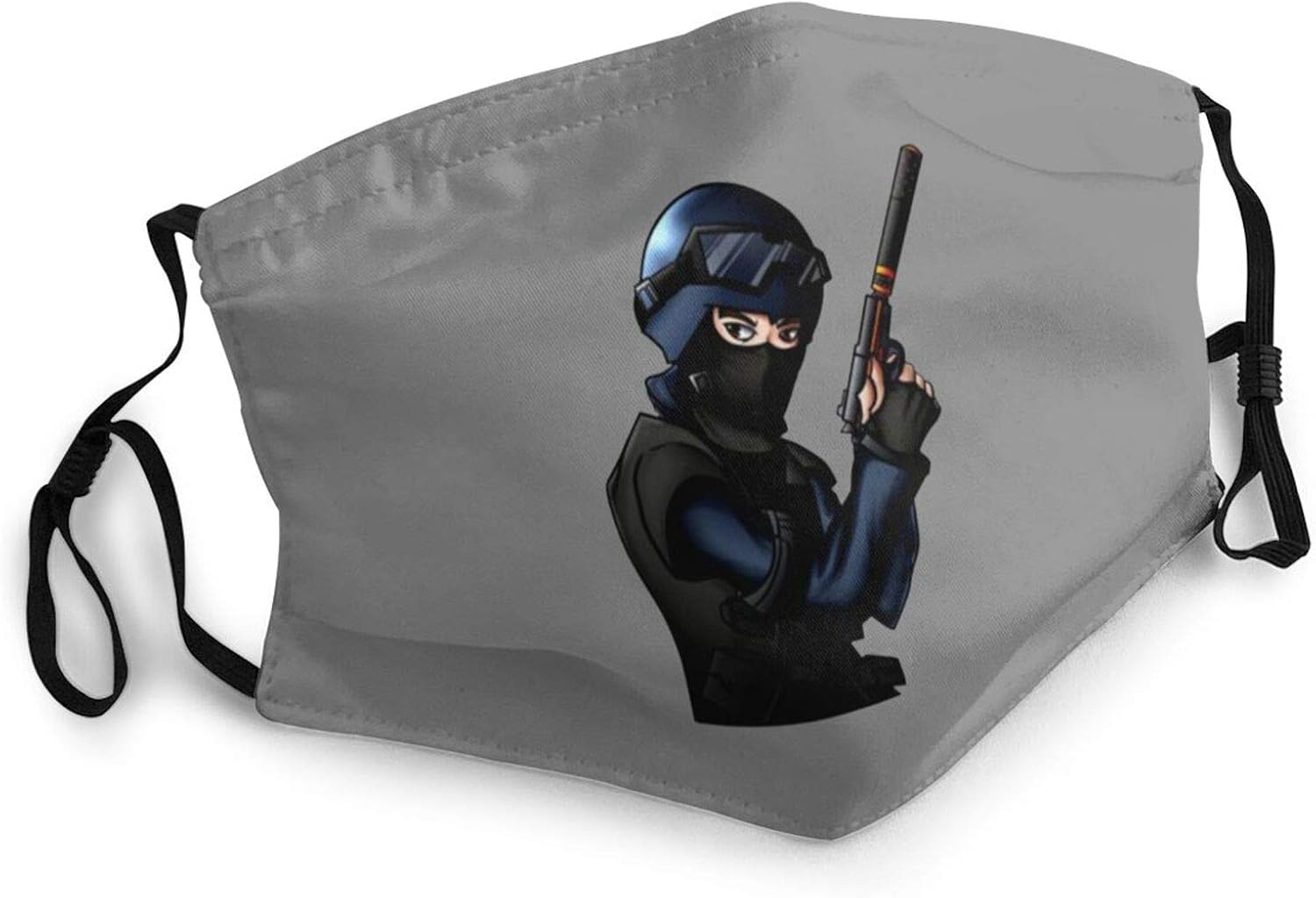 Cloth Mask Military Girl Adjustable Face Mask for Men and Women Black