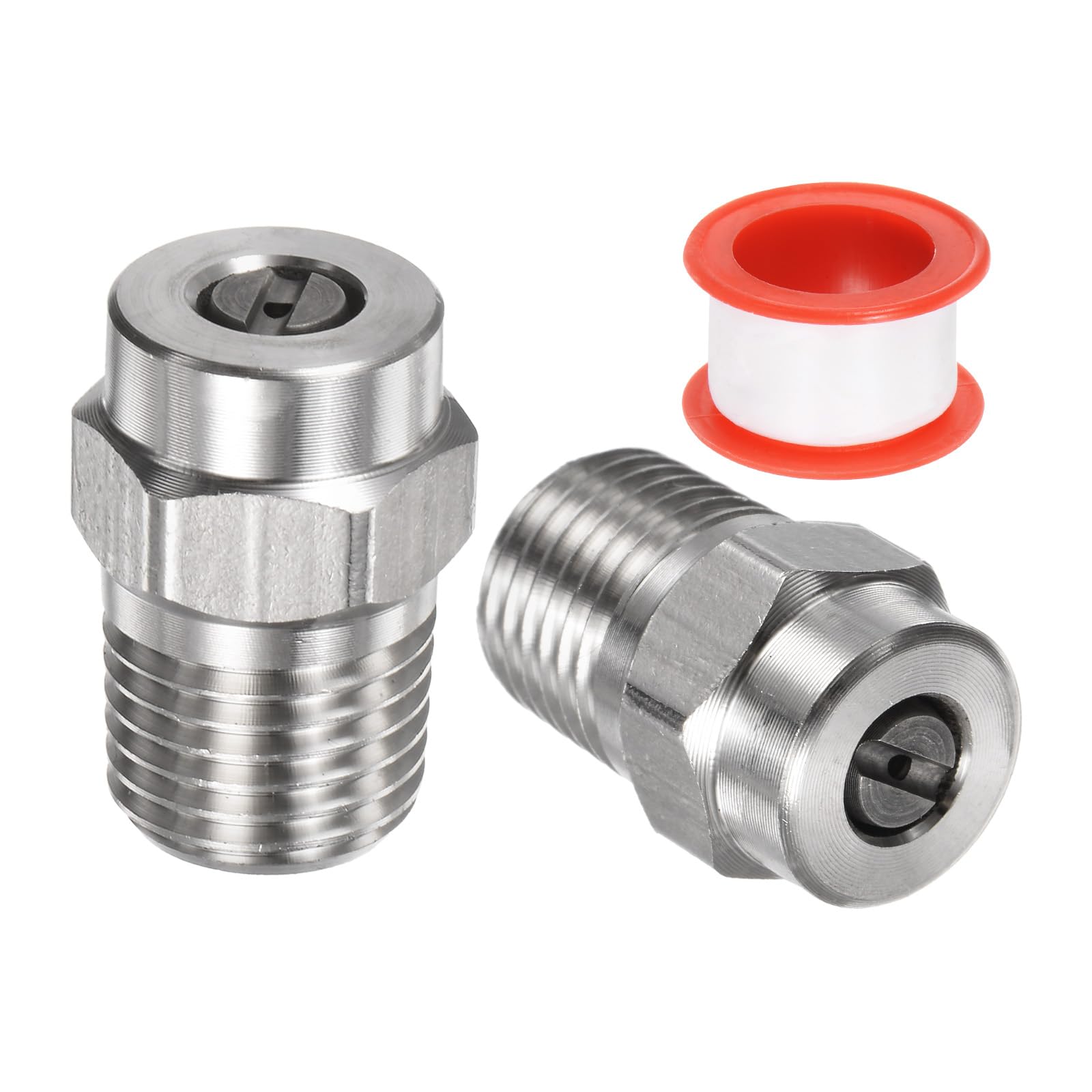 M METERXITY 2 Pack Surface Clean Tips - 15 Degree 1/4" NPT Male #15035 Pressure Washer Nozzles Cleaner Nozzle Replacement, Stainless Steel with Sealing Tape for Water Guns (1.156mm Orifice)