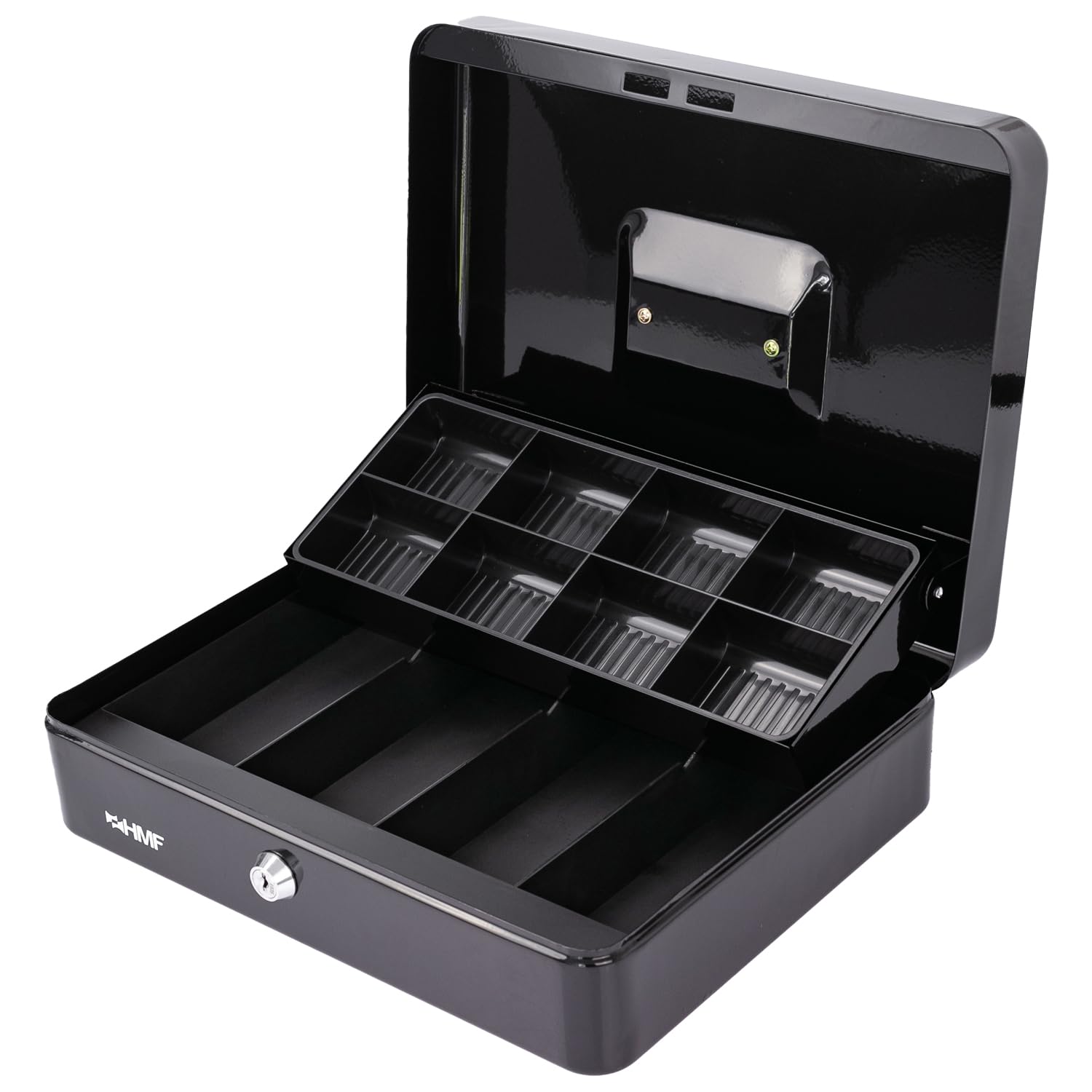 HMF 15130-02 Cash Box with Note and Coin Compartments 30 x 24 x 9 cm, black