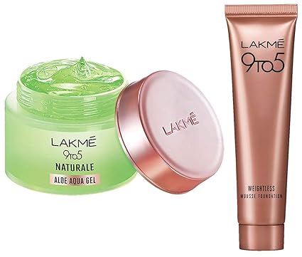 LAKMe 9 to 5 Naturale Aloe Aquagel, 50g & Lakme 9 to 5 Weightless Mousse Foundation, Beige Vanilla, 6g