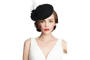 Z&X Vintage 1920s Wool Felt Flower Fascinator Pillbox Hat British Wedding Church Derby Hats for Women Winter Fedoras