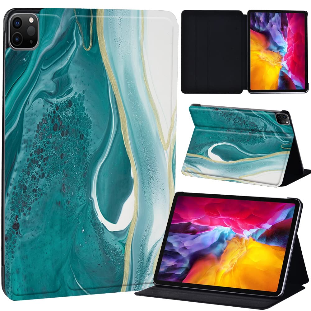 PU Leather + hard shell Ultra slim lightweight Folio Flip Tablet Stand Smart Cover Case Fit iPad Air 4 10.9" (2020) / iPad Pro 11" (2018 2020 2021) (emerald green)