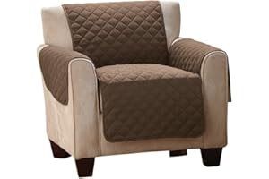 Collections Etc Reversible Quilted Furniture Protector Cover, Chocolate/Tan, Chair