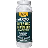 ALZOO Flea and Tick G + Powder, Helps Eliminate &amp; Repels Ticks, Fleas &amp; Mosquitos, for in and Around Home Use, 100% Plant-Based Active Ingredients, 8 Oz.