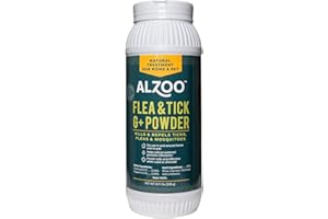 ALZOO Flea and Tick G + Powder, Helps Eliminate & Repels Ticks, Fleas & Mosquitos, for in and Around Home Use, 100% Plant-Based Active Ingredients, 8 Oz.