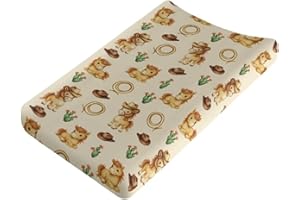 HUISEFOR Western Horse Girl Changing Pad Cover Breathable Changing Table Cover for All Season Washable Cradle Sheets for Newb