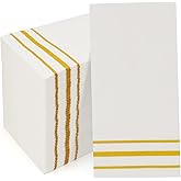 100 Pack Paper Napkins Disposable Guest Towels Gold Lined Elegant Dinner Napkins 2-ply Party Napkins Guest Disposable Soft & Absorbent Paper Hand Towels for Bathroom Kitchen Wedding Party Dinner Event
