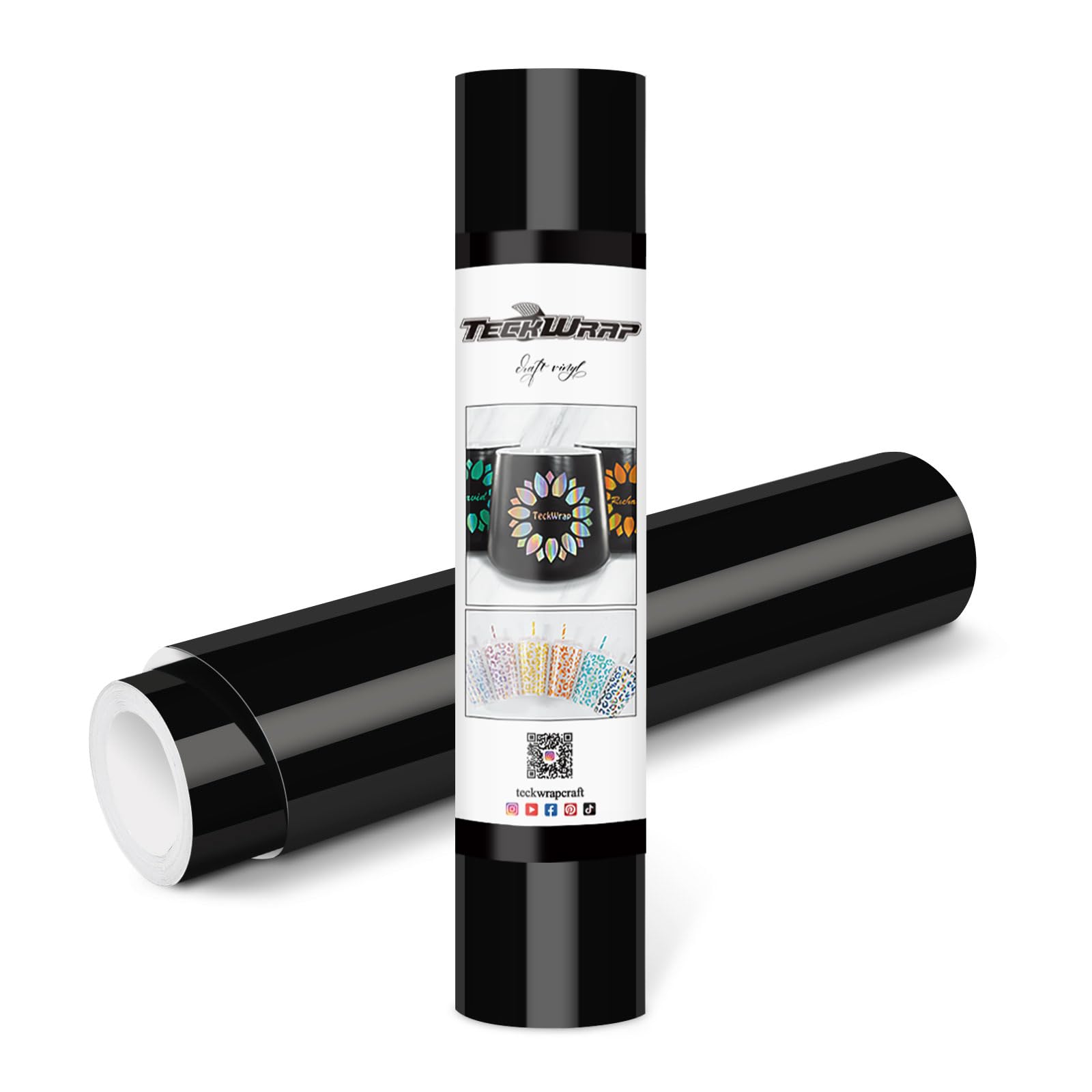 TECKWRAP Permanent Adhesive Vinyl 12" x 10ft, Glossy Black