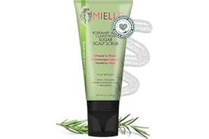 Mielle Organics Rosemary & Mint Sugar Exfoliating Scalp Scrub - Gentle Pre-Shampoo Dry Scalp Treatment for Oil & Product Buildup - Biotin Infused Non-Drying, Moisturizing Formula (6 Fl Oz)