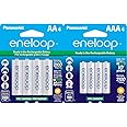 Panasonic Eneloop AA and AAA 2100 Cycle Ni-MH Pre-Charged Rechargeable Batteries Bundle (4 Pack of Each)