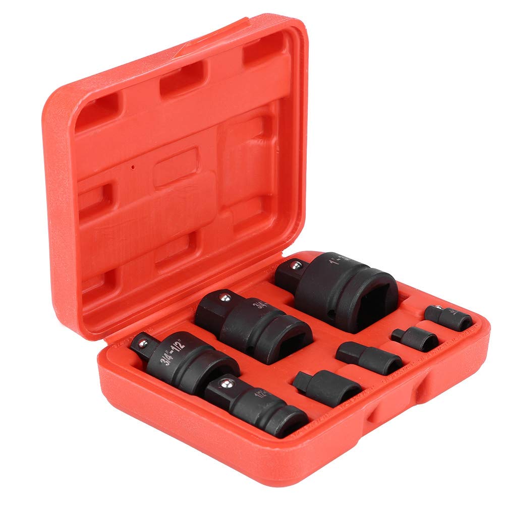 Metric Deep Impact Socket Set, 8 Piece Chrome-Vanadium Steel with Plastic Case, 1/4" 3/8" 1/2" 3/4" 1