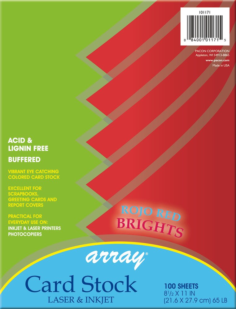 Pacon Cardstock 8.5-in. x 11-in., 100 Sheets, Red (101171)