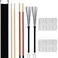 CAVLA Drum Sticks Set, 5A Maple Wood Drumsticks, Drum Rods Brushes, Retractable Drum Wire Brushes, 12 Pieces Drum Dampeners a