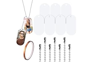 Hicarer 50 Sets Sublimation Blank Dog Tags Set Includes Aluminum Sublimation Stamping Blank Tags Necklace Chain 1 Roll of Tape for DIY Decorative Oval