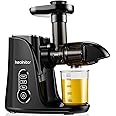 Touch LED Display Masticating Juicer Machines Vegetable and Fruit, Healnitor Cold Press Slow Juice Extractor Machines with Triple Mode, Easy to Clean Brush & Quiet Motor, 500ML Travel Bottle, Black