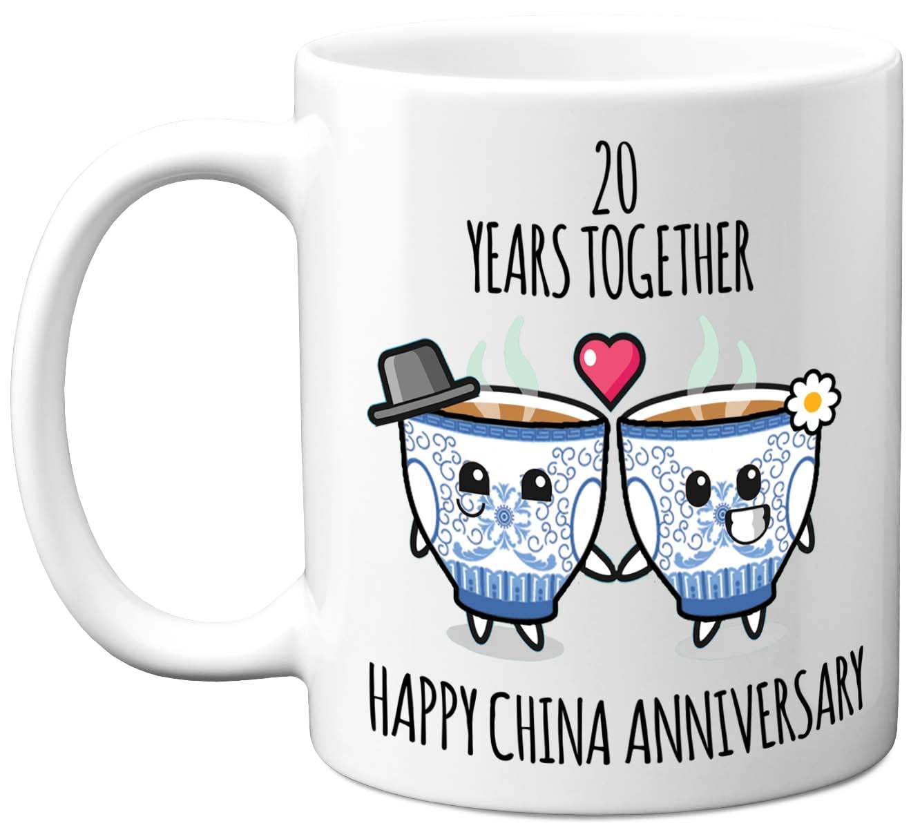 Stuff4 20th Anniversary Mug Gift for Men Women - 20 Years Together - Happy China Anniversary Wedding for Husband Wife Mum Dad Brother Sister, 11oz Ceramic Coffee Mugs Gifts