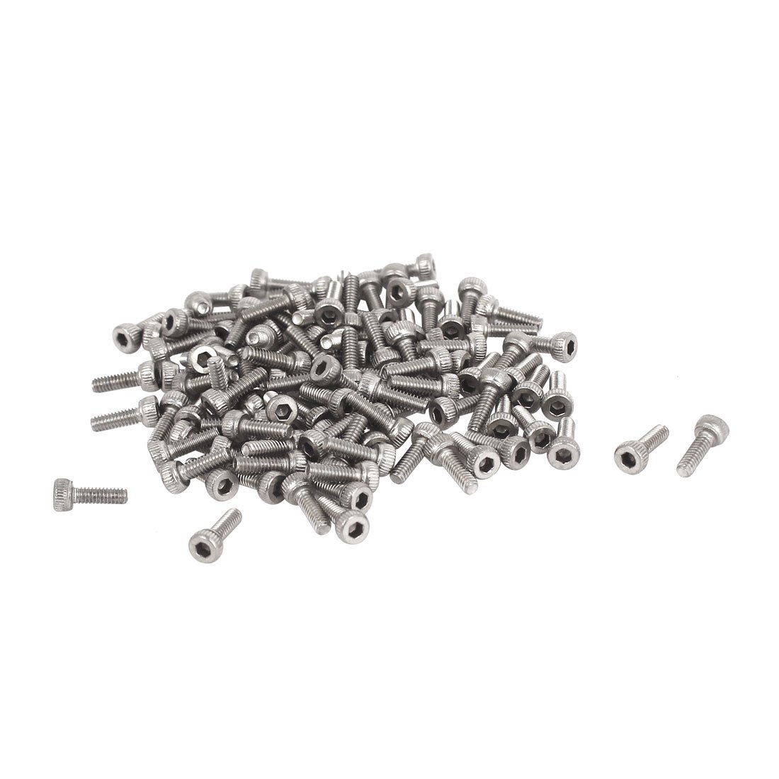 Sourcingmap 8mm Long M2x6mm Stainless Steel Hex Socket Head Cap Screws 100 Pcs