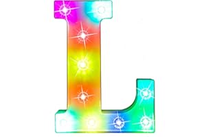 GLINTEE Light Up Letters Lights, 26 Alphabet Light Up Marquee Letters Sign, Light Up Letters Wedding/Birthday Party Night Light Home Bar Decoration-(Colorful L)
