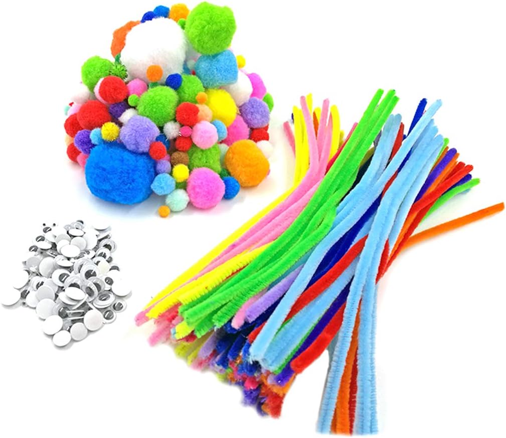 Kapmore Pipe Cleaner Craft Set Handcraft Kit Creative DIY Preschool Toy with Pompom and Wiggle Eyes