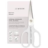 Misen Heavy Duty Kitchen Shears - Comfortable Ambidextrous Scissors for Meat, Poultry, Herbs &amp; More - Easy to Clean - German Stainless Steel - Large | White