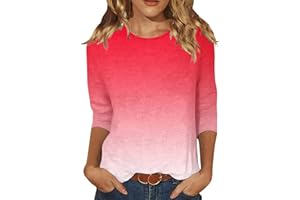 MESSIGAOT Flowy Shirts for Women Summer Casual Tops for Women 3/4 Sleeve Crewneck Cute Shirts Casual Three Guarter Length T Shirt