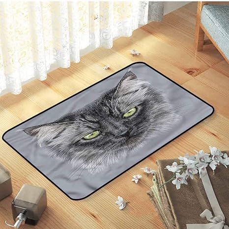 Amazon 屋内屋外玄関ドアマットキッチンフロアマット掃除が簡単な飼い猫の動物の肖像 23 5 X 15 5インチ 玄関マット オンライン通販