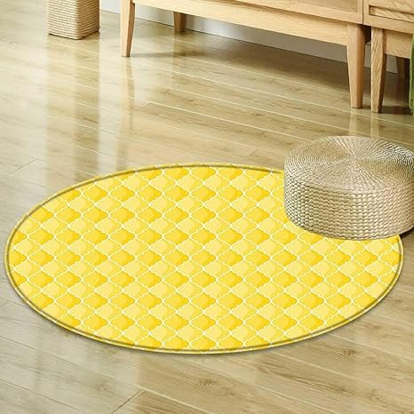 Amazon Com Round Rugs For Bedroom Yellow Decor Quatrefoil
